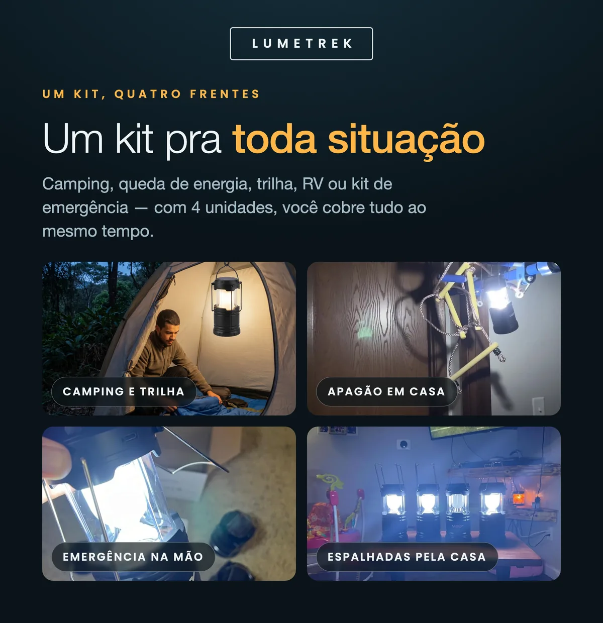 Camping, apagão, oficina, pátio e emergência: um kit pra toda situação